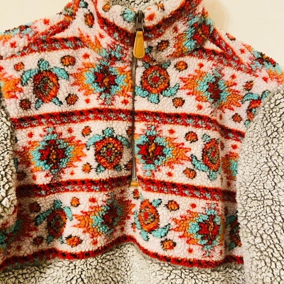 Simply Southern Women Sherpa Fleece Pullover Zip Print Long Sleeves Outerwear. - Picture 3 of 8